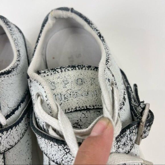 The Kooples Sport Distressed Cracked Leather Low Top Trainer Sneakers Sz 37 - Picture 6 of 10